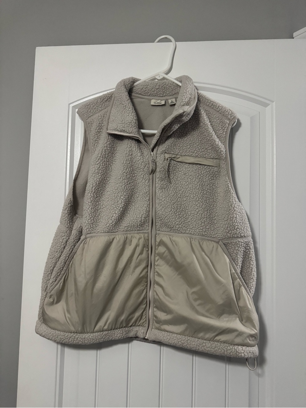 L.L. Bean Light Gray Sherpa Zip Vest